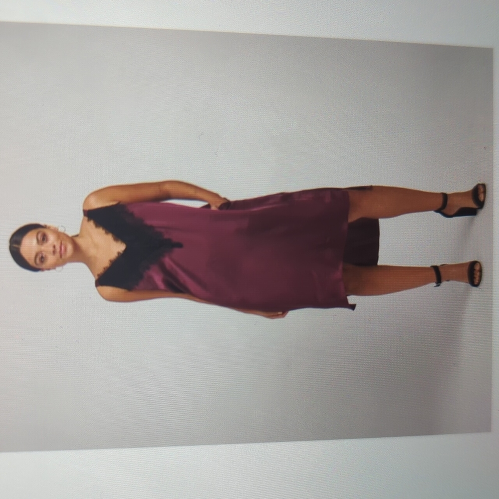 Universal standard small lace satin slip dress